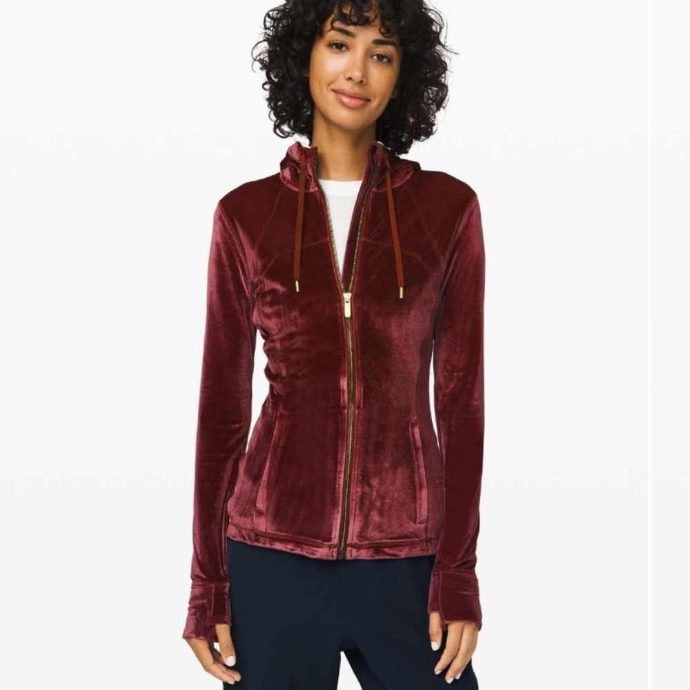Lululemon Define Zip Up Hooded Jacket Size 6 Garnet Gold Velour - Picture 1 of 9